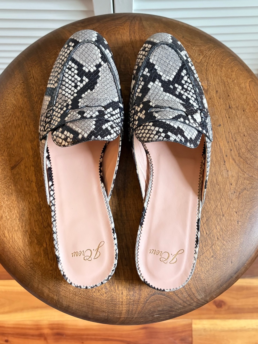 J. Crew Snake-Print Penny Loafer Slip-On Mules 9